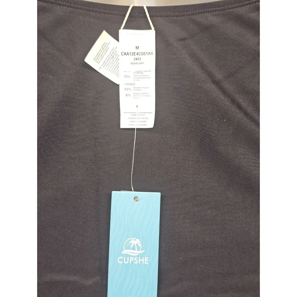 NWT Cupshe Womens‎ One Piece Swimsuit Size S Black  Ruched